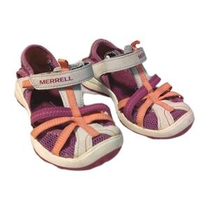 Merrell Kids Girls Dragonfly Outdoor Water Sandal Grey Coral Pink Purple 10M